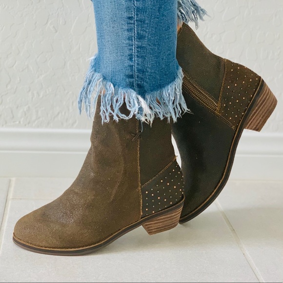 Smoking Metal Studding Distressed Leather Booties - Picture 1 of 6